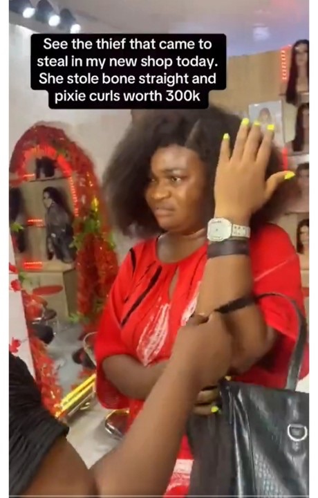 Pretty Thief: How Young Lady Was Caught on Camera Stealing 300k Bone Straight Hair