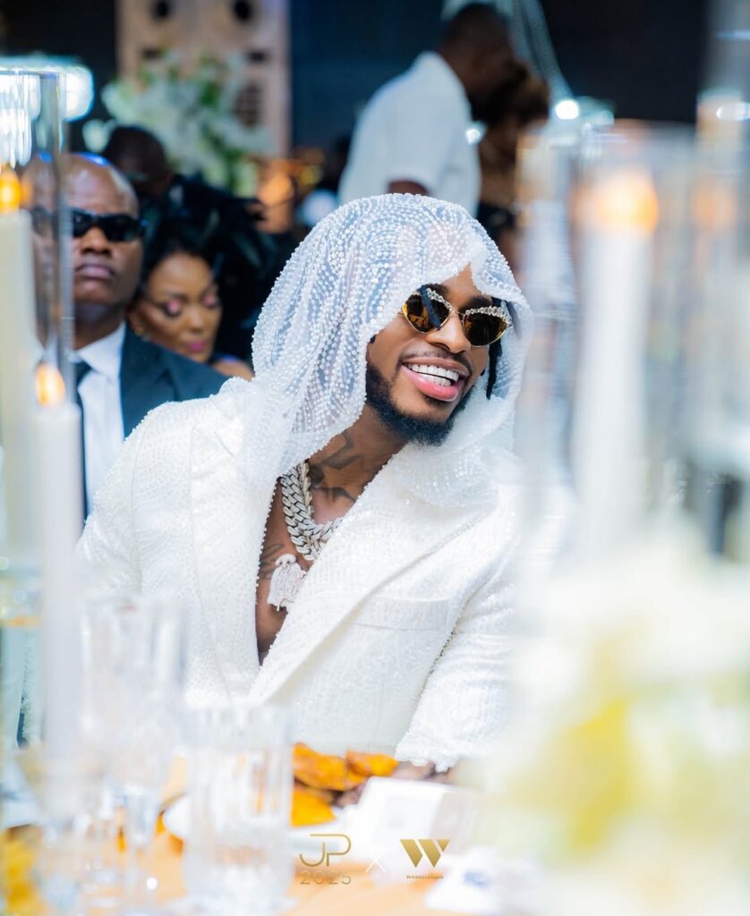 Diamond Platnumz Again: Stirs Reactions with Dazzling Look at Priscilla Ojo’s Wedding
